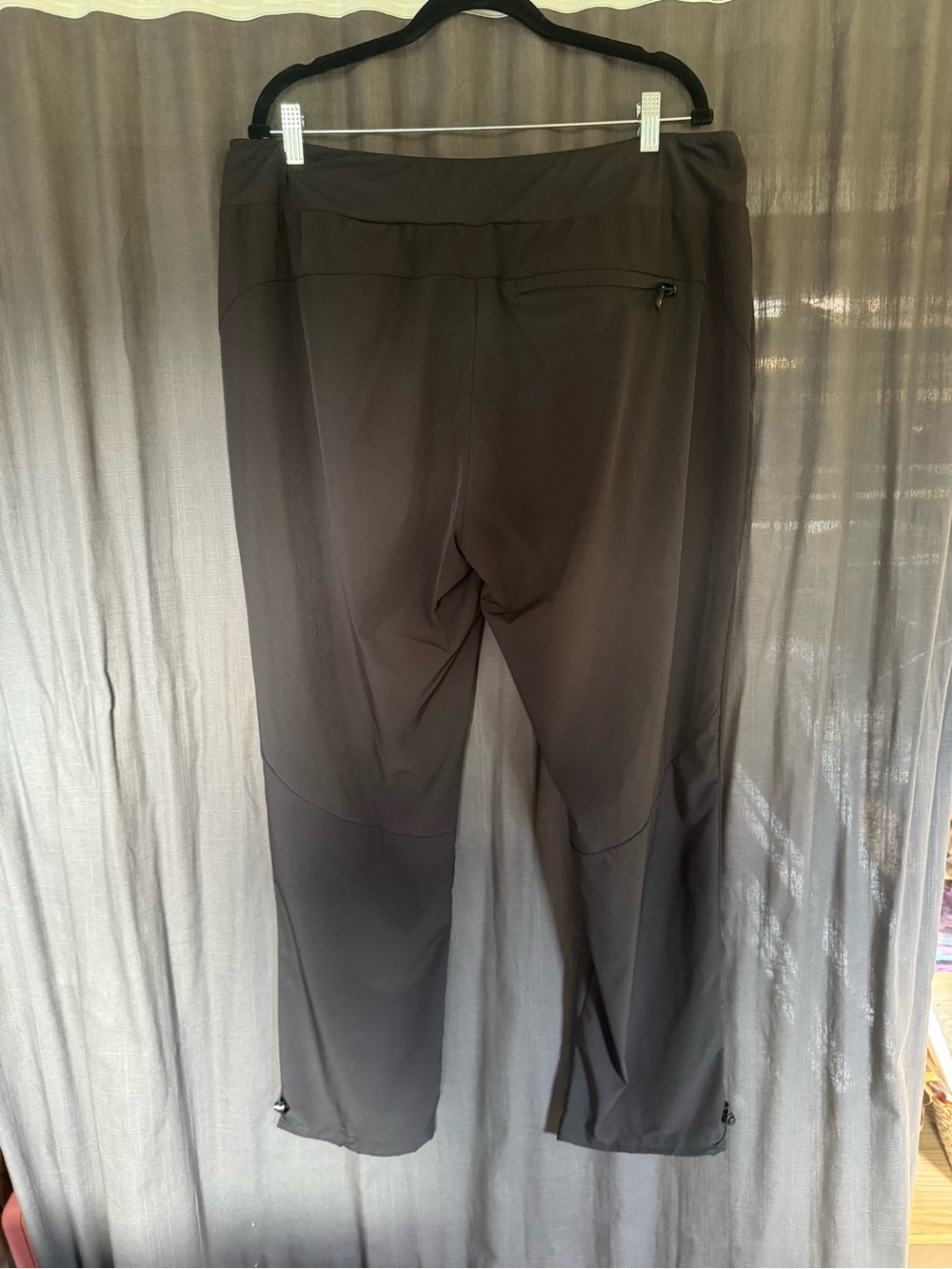 Women's Black Drawstring Track Pants with Zip Pockets - Picture 5 of 6